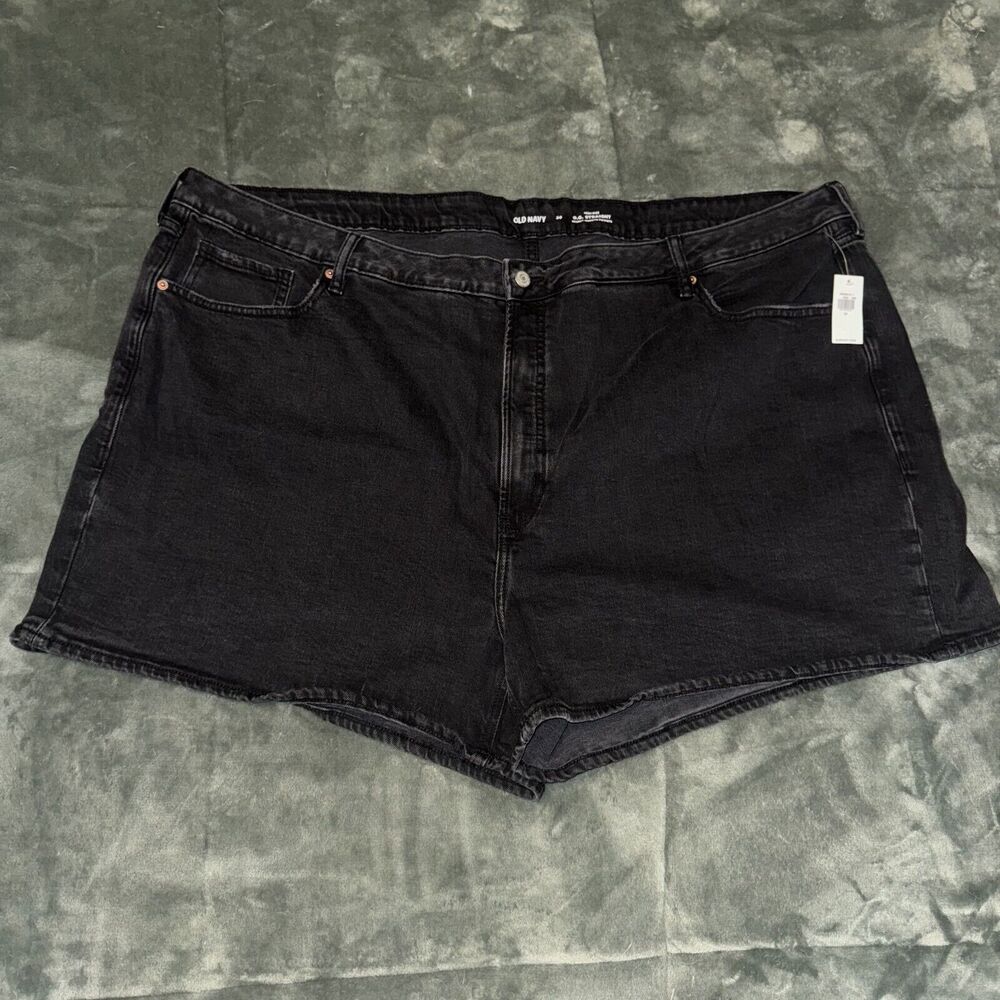 Old Navy OG Straight Shorts Women 30 Black Cotton High Rise Smooth Plus Size NWT